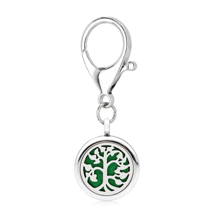 Wholesale Alloy 25MM Tree of Life Hollow Aromatherapy Essential Oil Keychain